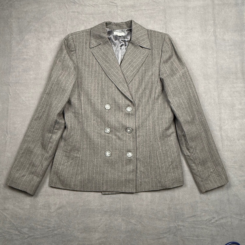 Pendleton Pinstripe Blazer Virgin Wool Double Breasted Quiet Luxury 16 Tall